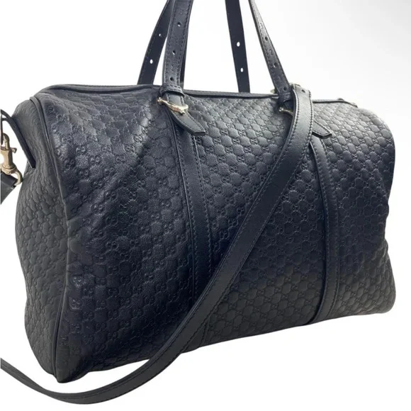 Gucci Black Leather Monogram Bag - Picture 1 of 13